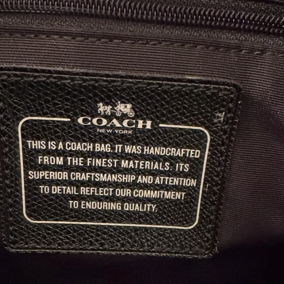 Coach Navy Tote Bag Purse with Gold Accents - Picture 5 of 7